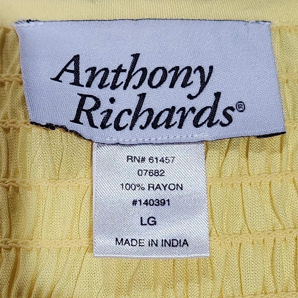Vintage Maxi Smock Pocket Dress Anthony Richard's Yellow Ruched Bodice Size L - Picture 7 of 8